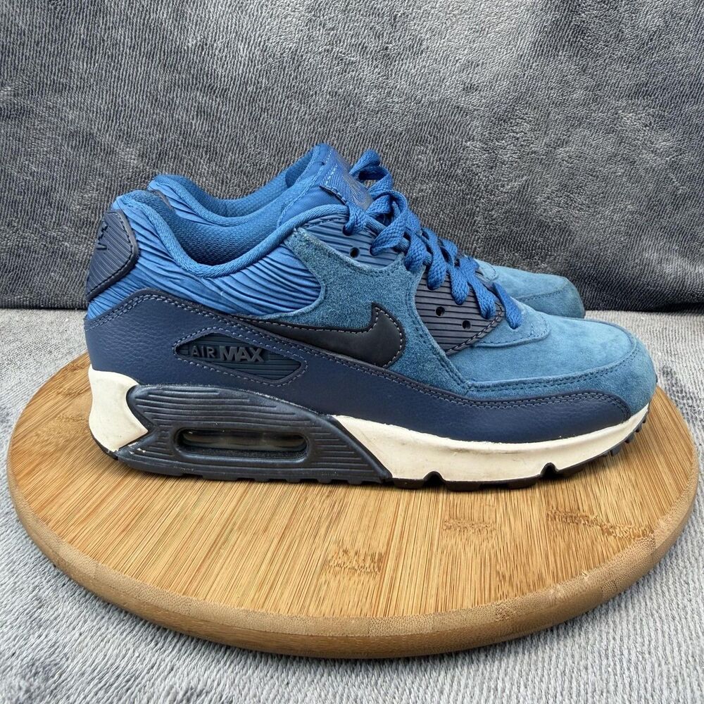 Nike Air Max 90 Shoes Womens Size 8 Blue Suede Running Sneakers 768887-401